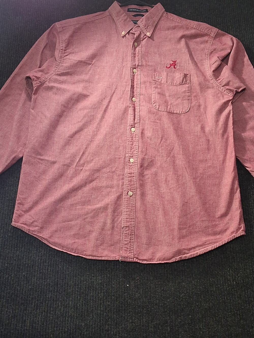 Devon and Jones Men's Button-Down Shirt sz xl Crimson with Alabama A Embroidery